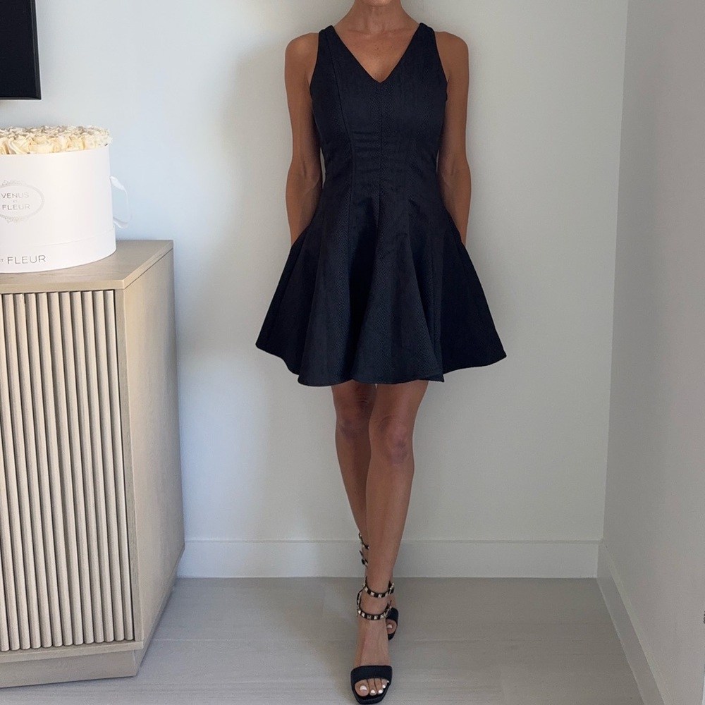 Black V-Neck Fit & Flare Mini Dress